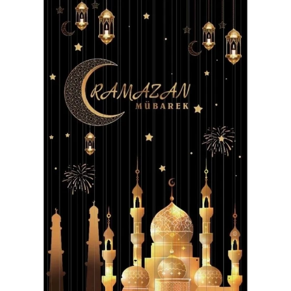 Parti Sürprizi Ramazan Mübarek Siyah Kapı Perdesi 100 x 200 cm 1 Adet ürün görseli