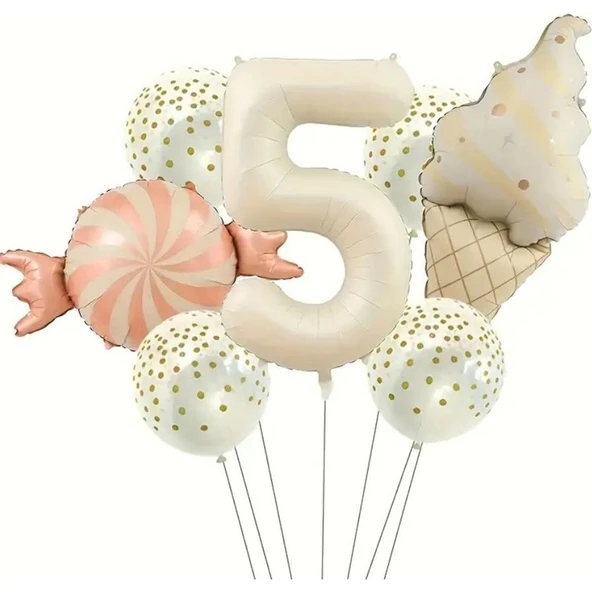 Parti Sürprizi Retro Dondurma Şeker 5 Yaş Folyo Balon Set ürün görseli