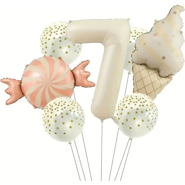 Parti Sürprizi Retro Dondurma Şeker 7 Yaş Folyo Balon Set ürün görseli