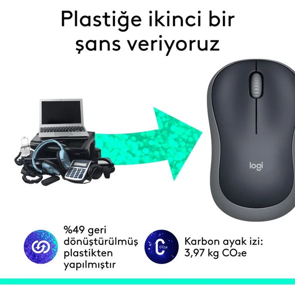 M185 USB Alıcılı Kompakt Kablosuz Mouse - Gri - 4