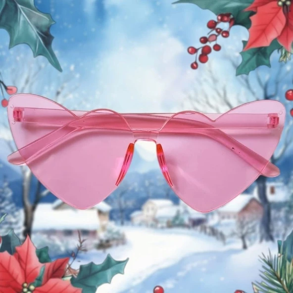 Parti Sürprizi Çerçevesiz Pembe Kalpli Parti Gözlüğü 1 Adet ürün görseli