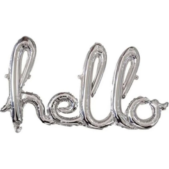 Parti Sürprizi Gümüş Renk Hello El Yazı Şekilli Folyo Balon 1 Adet ürün görseli
