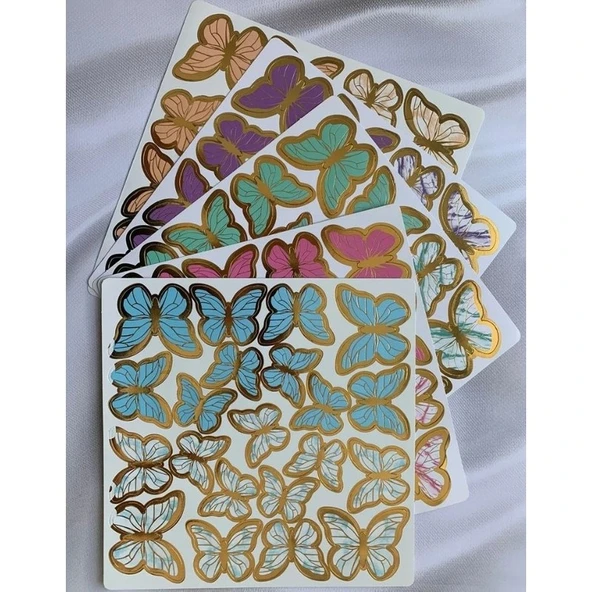 Beyaz Gold Varaklı Kelebek Pasta Dekor Süs 42 Adet - Resim 2