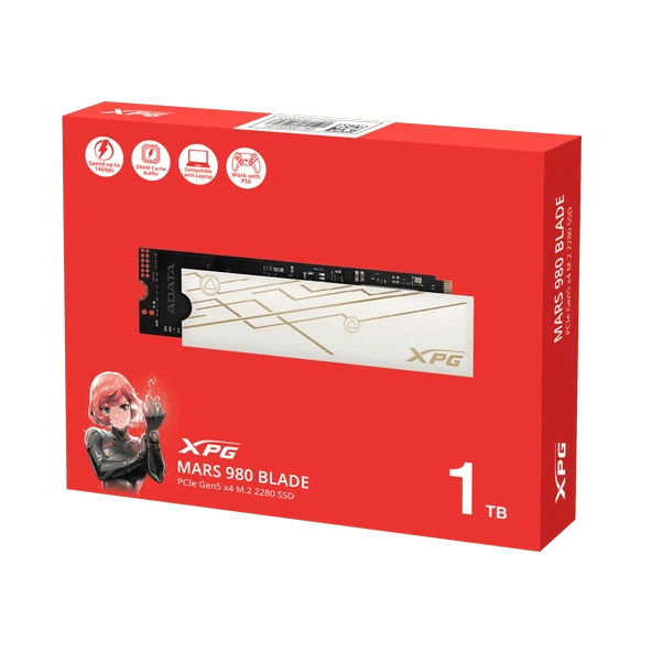 XPG Mars 980 Blade 1TB Okuma:14000 Yazma:10000 MB/s PCIe Gen5x4 M.2 NVMe Soğutuculu SSD SMAR-980B-1TCS - 1