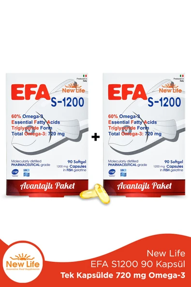 New Life Efa S-1200 Omega-3 90 Kapsül - 2 Adet ürün görseli 1