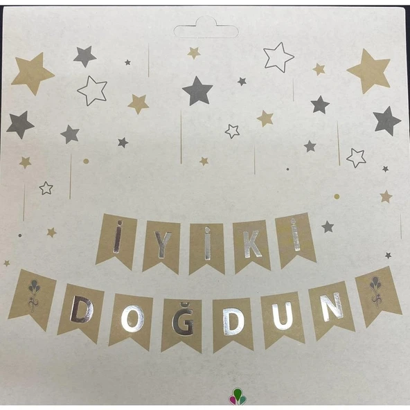 Parti Sürprizi Yaldızlı Deniz Kumu Gümüş Iyi Ki Doğdun Banner Yazı ürün görseli