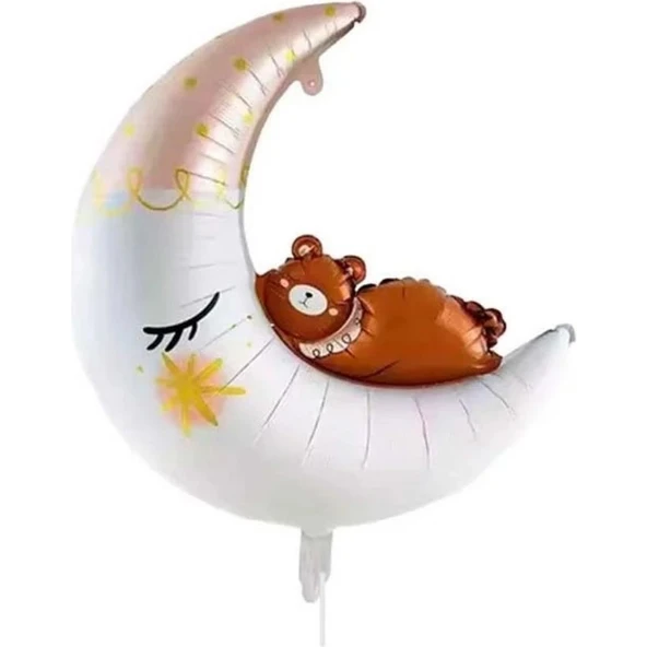 Parti Sürprizi Sevimli Ayıcıklı Ay Şekilli Folyo Balon 1 Adet ürün görseli