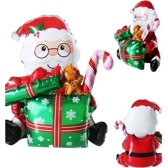 Parti Sürprizi Yılbaşı Partisi Paketli Noel Baba Folyo Balon 1 Adet ürün görseli