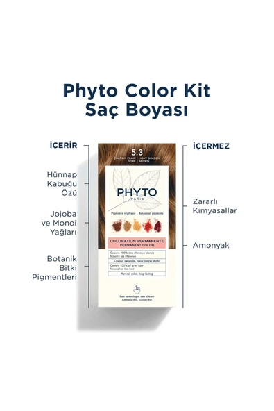 Phyto Color Amonyaksız Kalıcı Doğal Içerikli Bitkisel Saç Boyası 5.3 Açık Kestane Dore - 7