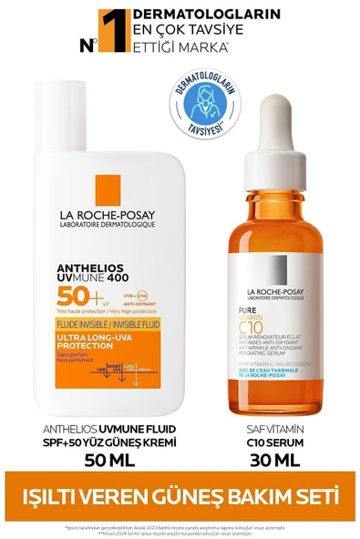 La Roche Posay Işıltı Veren Güneş Cilt Bakım Seti: Anthelios Yüz Güneş Kremi SPF50+& Saf Vitamin C 10 Serum 30 ml ürün görseli 1
