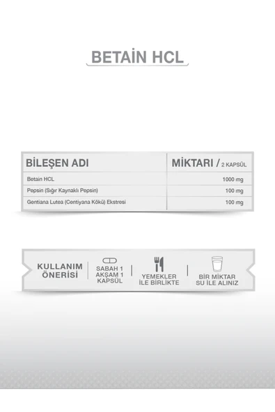 goodday Betain Hcl Pepsin 60 Kapsül Besin Takviyesi - 4