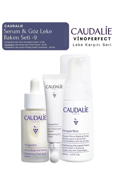 Caudalie Vinoperfect Leke Bakım Seti -9 | Serum& Göz Kremi & Temizleme Peeling Köpük Orijinal Boy ürün görseli 1