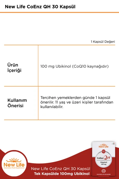 New Life CoEnz QH Ubikinol 30 Kapsül - Resim 2