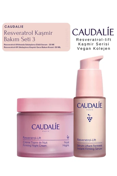 Caudalie Resveratrol Kaşmir Bakım Seti 3 | Gece Krem - SERUM Orijinal BOY SET