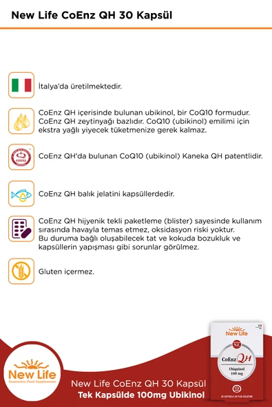 New Life CoEnz QH Ubikinol 30 Kapsül - Resim 3