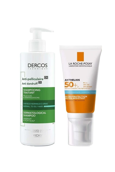 La Roche Posay Anthelios Spf50+ Güneş Kremi 50 Ml + Vichy Dercos Şampuan 390 Ml - 1