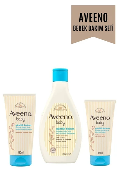 AVEENO Günlük Bakım Seti | 3 Ürünlü Set Şampuan Vücut Nemlendirici Bariyer Krem