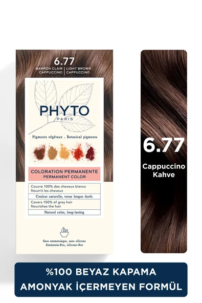 Phyto Color Amonyaksız Kalıcı Doğal Içerikli Bitkisel Saç Boyası 6.77 Kapüçino Kahve