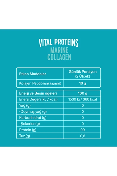 Vital Proteins Şeker Içermeyen, Nötr Tat %100 Hidrolize Balık Kolajeni* 221g - 7