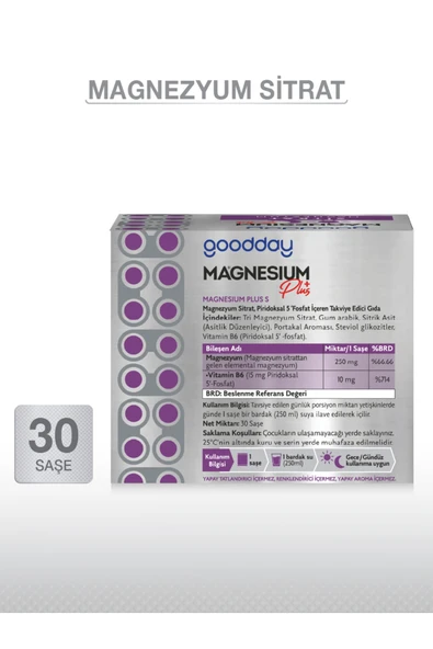 goodday MAGNESIUM PLUS S (MAGNEZYUM SİTRAT) & P5P - Resim 3