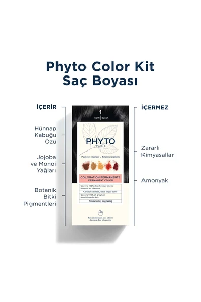 Phyto Color 1 Black Bitkisel Saç Boyası 1 Siyah - 7