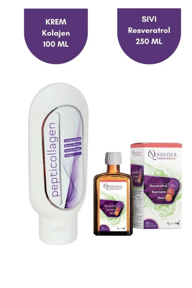 PeptiCollagen Kolajen Krem & Sıvı Resveratrol | Anti Aging & Antioksidan Cilt Bakım Seti ürün görseli