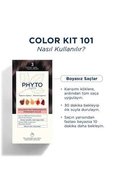 Phyto Phytocolor 3 Koyu Kestane Amonyaksız Kalıcı Bitkisel Saç Boyası - 2