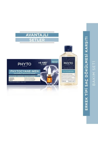 Phyto Cyane Erkek Tipi Kronik Saç Dökülmesine Karşı Bakım Serumu & Saç Dökülmesi Karşıtı Şampuan Seti
