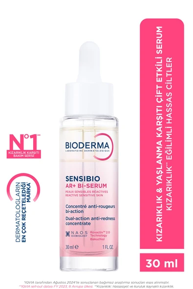 Bioderma Sensibio AR+ Kızarıklık Eğilimli Hassas Ciltler Kızarıklık ve Yaşlanma Karşıtı Bakuchiol Serum 30 ml ürün görseli 1