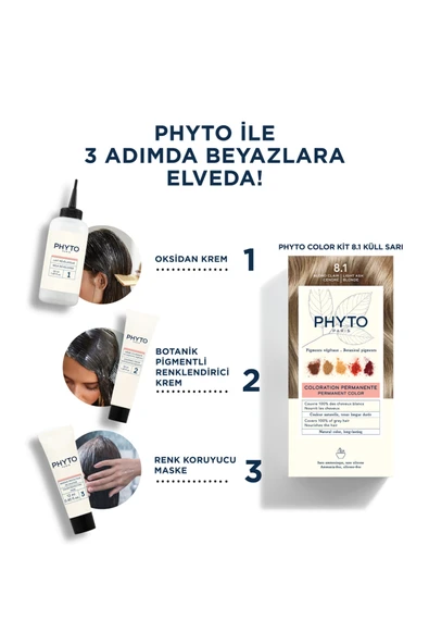 Phyto Color Amonyaksız Kalıcı Doğal Içerikli Bitkisel Saç Boyası 8.1 Küllü Sarı - 2