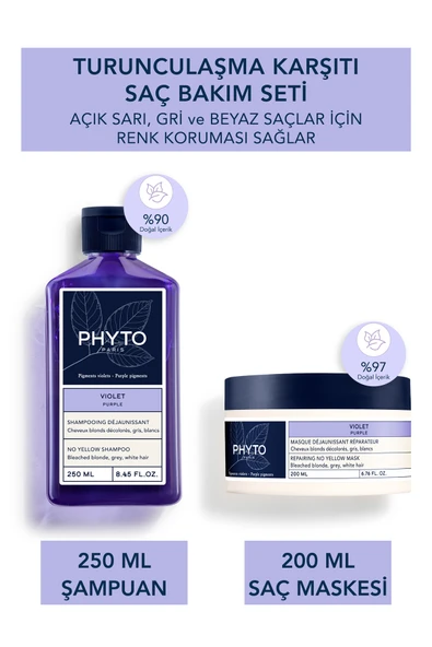 Phyto Purple Saç Bakım Seti Kadın – Mor Şampuan ve Onarıcı Maske, Sarı ve Gri Boyalı Saçlar İçin