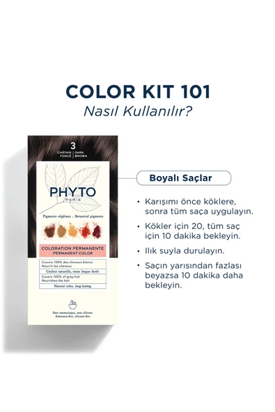 Phyto Color Amonyaksız Kalıcı Doğal Içerikli Bitkisel Saç Boyası 3 Koyu Kestane - 4