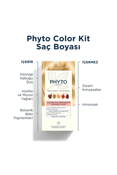 Phyto Color Bitkisel Amonyaksız Kalıcı Doğal Içerikli Bitkisel Saç Boyası 10 Çok Açık Sarı - 7