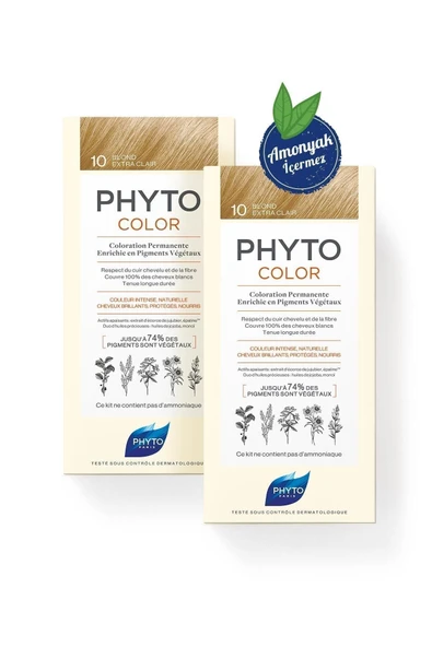 Phyto Phytocolor 10 Çok Açık Sarı Amonyaksız Kalıcı Bitkisel Saç Boyası İkili Avantaj Set