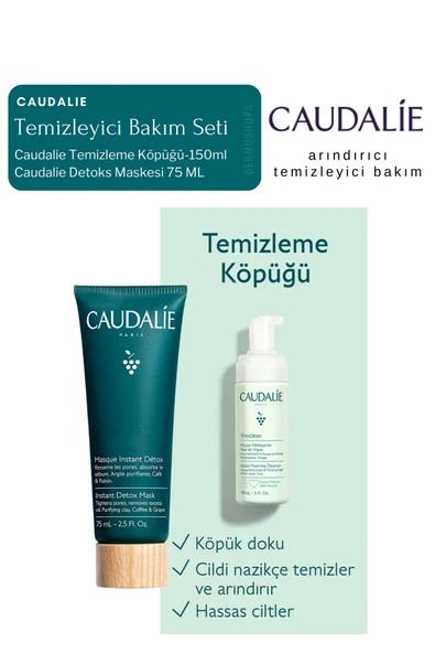 Caudalie Arındırıcı Temizleyici Bakım Set| Detox Mask + Temizleme Köpük Orijinal Boy ürün görseli 1