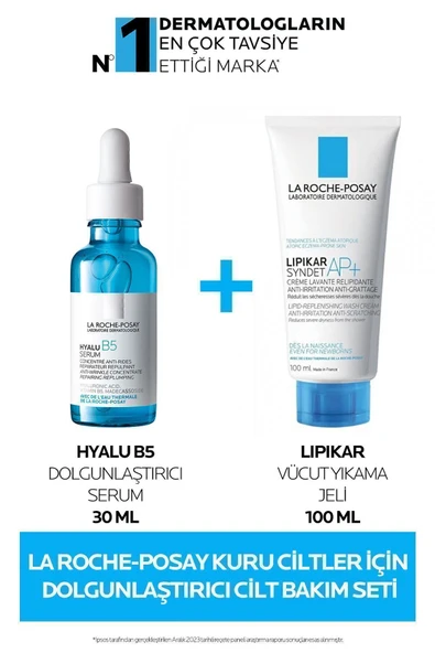 La Roche Posay Kuru Ciltler İçin Cilt Bakım Seti:Hyalu B5 Dolgunlaştırıcı Serum 30ML&Lipikar Vücut Yıkama Jeli100ML ürün görseli 1