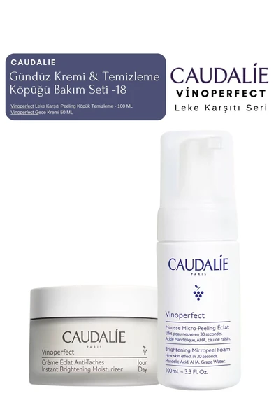Caudalie Vinoperfect Leke Bakım Seti -18 | Gündüz Kremi & Temizleme Köpük Orijinal Boy