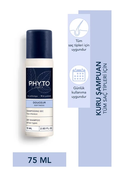 Phyto Softness Kuru Şampuan 75ml – Tüm Saç Tipleri Için Anında Temizlik Ve Hacim