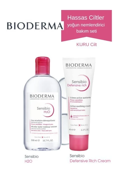 Bioderma Sensibio Hassas Cilt Bakım Seti | Densitive Rich Krem Ve Sensibio H2o Temizleme Orijinal Boy
