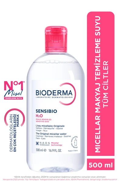 Bioderma Sensibio H2O Hassas ve Normal Ciltler için Micellar Makyaj Temizleme Suyu 500 ml
