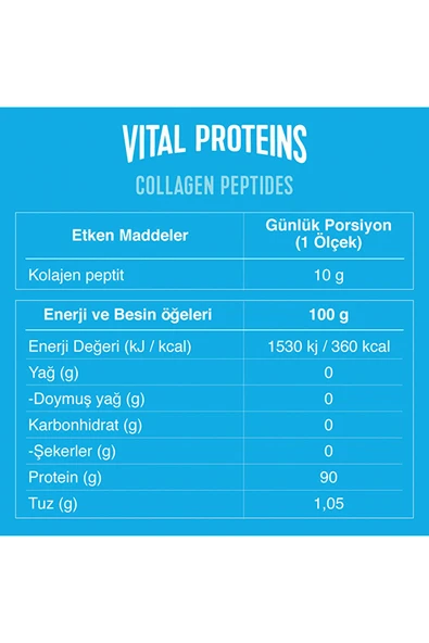 Vital Proteins Şeker Içermeyen, Nötr Tat %100 Hidrolize Sığır Kolajeni* 284g - 3