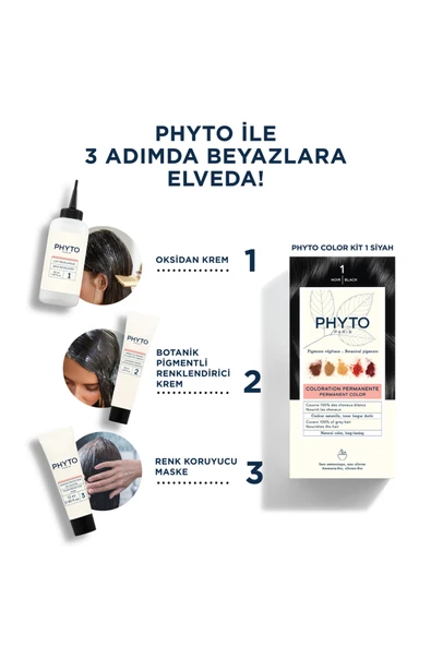 Phyto Color 1 Black Bitkisel Saç Boyası 1 Siyah - 2