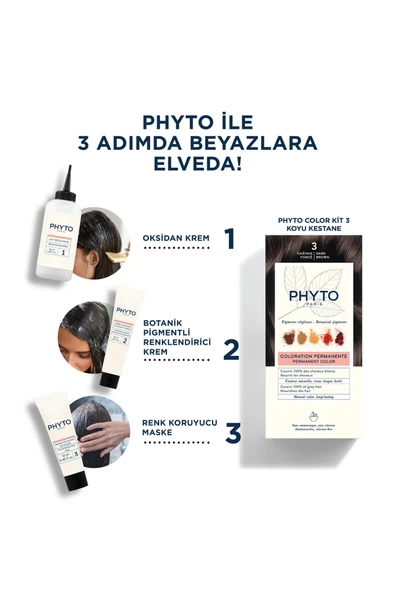 Phyto Phytocolor 3 Koyu Kestane Amonyaksız Kalıcı Bitkisel Saç Boyası - 4