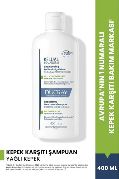 Ducray Kelual Squanorm Yağlı Saçlar için Kepek Şampuanı 400 ml
