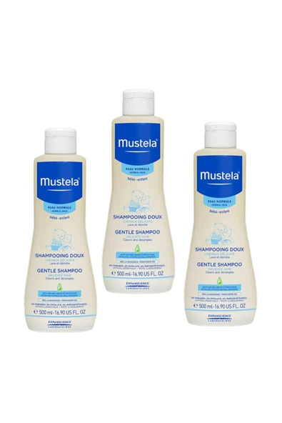 Mustela Gentle Göz Yakmayan Bebek Şampuanı 500 Ml X 3 Adet | 3 Kutulu Set Orijinal Boy