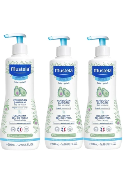 Mustela Gentle Cleansing Gel Yenidoğan Şampuanı 500 ml 3 Adet