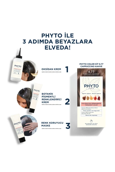 Phyto Color Amonyaksız Kalıcı Doğal Içerikli Bitkisel Saç Boyası 6.77 Kapüçino Kahve - 2