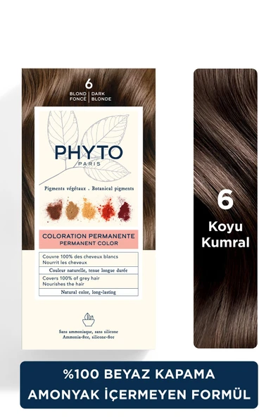 Phyto Color Amonyaksız Kalıcı Bitkisel Saç Boyası 6 Koyu Kumral