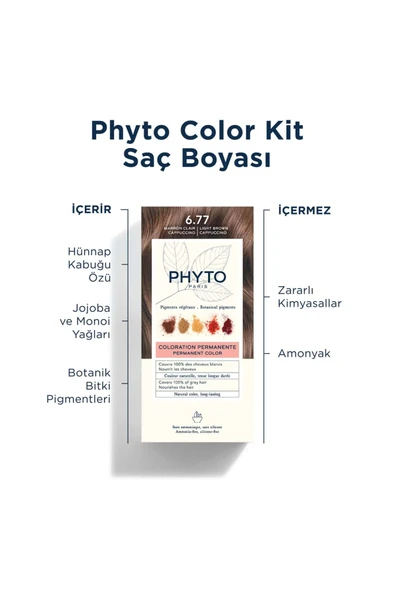 Phyto Color Amonyaksız Kalıcı Doğal Içerikli Bitkisel Saç Boyası 6.77 Kapüçino Kahve - 7