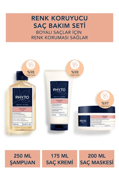 Phyto Color Boyalı Saç Bakım Seti Kadın – Renk Koruyucu Şampuan, Işıltı Veren Krem ve Renk Koruyucu Maske - 1